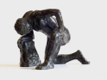 homme harassé, bronze patiné 25x15 